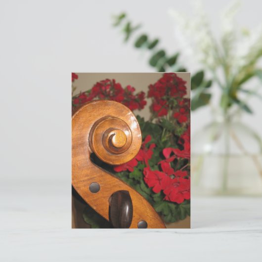 Cello Scroll Flowers briefkaart (Staand voorkant)