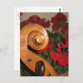 Cello Scroll Flowers briefkaart (Voorkant / Achterkant)