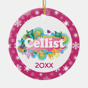 Cello Snowflake Music-kerstversiering Keramisch Ornament