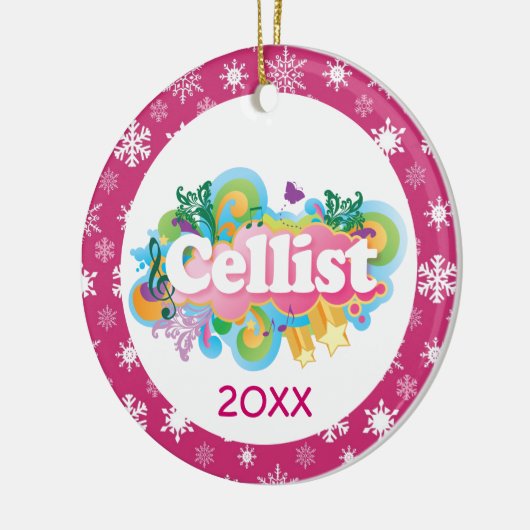 Cello Snowflake Music-kerstversiering Keramisch Ornament (Links)