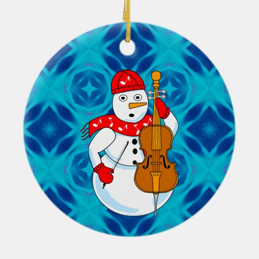 Cello Snowman Keramisch Ornament (Achterkant)