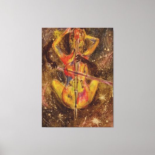 Cello Space Sonata Canvas - Abstract schilderij Afdruk (Voorkant)