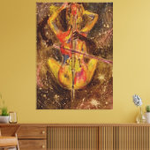 Cello Space Sonata Canvas - Abstract schilderij Afdruk (Insitu (Woonkamer))