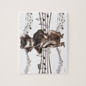  cello speelt karikatuur met muziek legpuzzel (Verticaal)