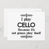 Cello - Speelt Zelf Grappige Deco Muziek Briefkaart (Voorkant / Achterkant)