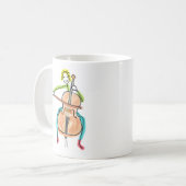 Cello spelende stokmannetje koffiemok (Voorkant links)