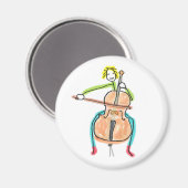 Cello spelende stokmannetje magneet (Voorkant / Achterkant)