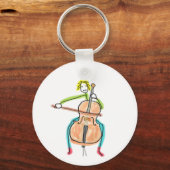 Cello spelende stokmannetje sleutelhanger (Achterkant)