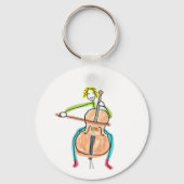 Cello spelende stokmannetje sleutelhanger (Achterkant)