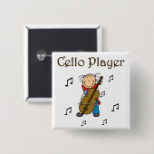 Cello Speler Knop Vierkante Button 5,1 Cm (Voorkant /achterkant)
