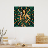 Cello Speler Poster Elegante Gebrandschilderde Gla (Keuken)