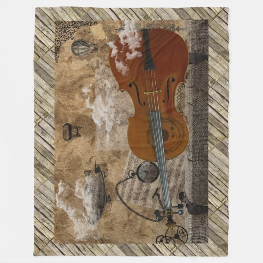 Cello Steampunk Suite Fleece Deken (Voorkant)