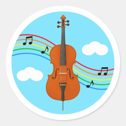 Cello Sticker Lucht Regenboog Muziek Kinderen (Voorkant)