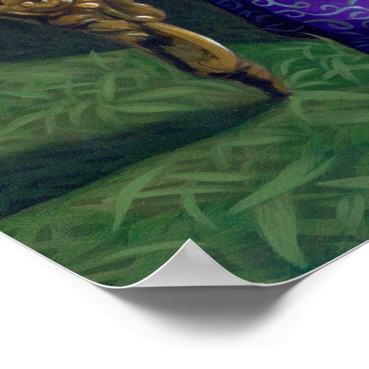 Cello Storm Art Afdrukken zwarte kattengothische m Poster (Hoek)