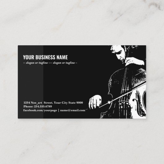 cello string instrument visitekaartje (Achterkant)