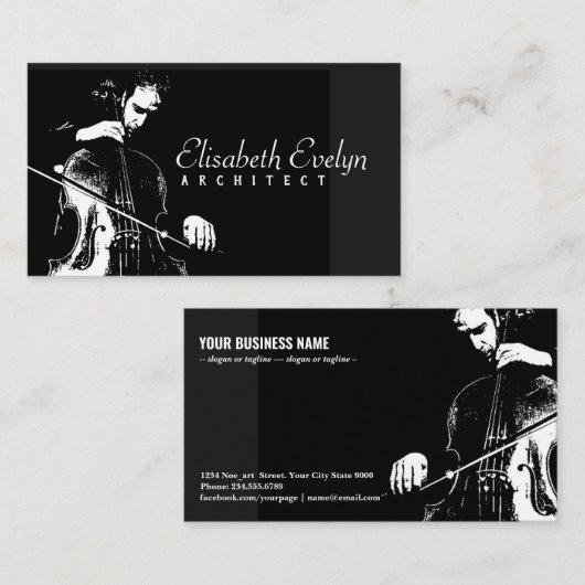 cello string instrument visitekaartje (Voorkant / Achterkant)