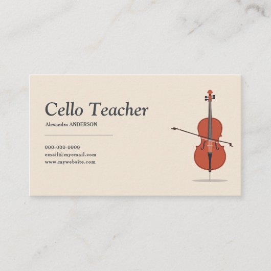 Cello Teacher Visitekaartje (Voorkant)