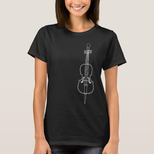 Cello tekening wit t-shirt (Voorkant)