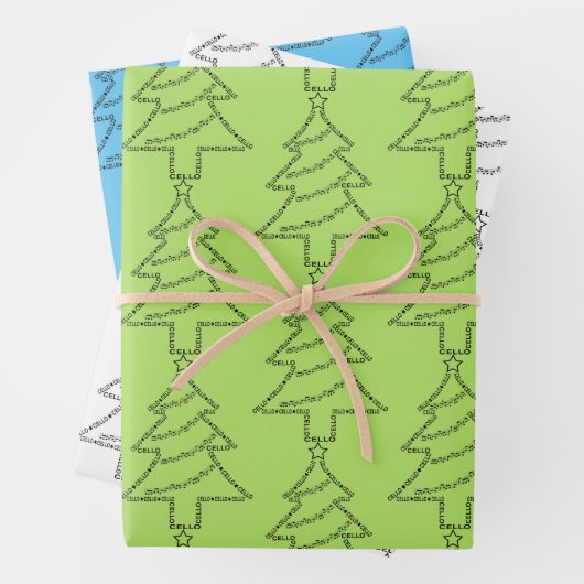 Cello Tekst Kerstboom Inpakpapier Vel (In situ)