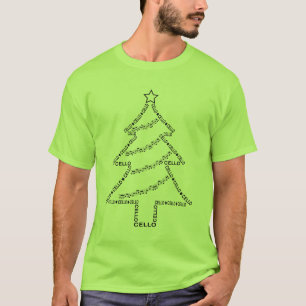 Cello Tekst Kerstboom T-shirt