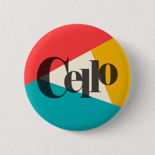 Cello Tri-Color - Turquoise Coral Gold Ronde Button 5,7 Cm