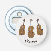 Cello trio gepersonaliseerd button flesopener (Voorkant)