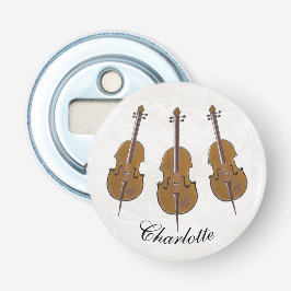 Cello trio gepersonaliseerd button flesopener