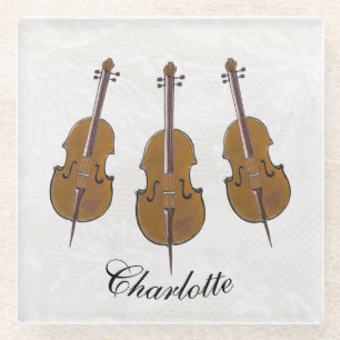 Cello trio gepersonaliseerd glazen onderzetter