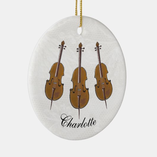 Cello trio gepersonaliseerd keramisch ornament (Rechts)