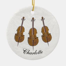 Cello trio gepersonaliseerd keramisch ornament