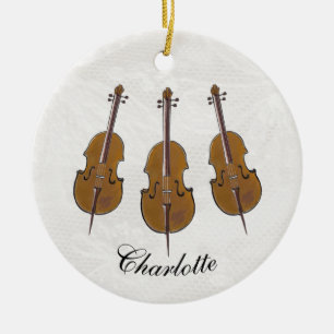 Cello trio gepersonaliseerd keramisch ornament