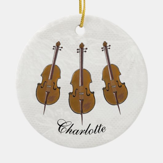 Cello trio gepersonaliseerd keramisch ornament (Voorkant)
