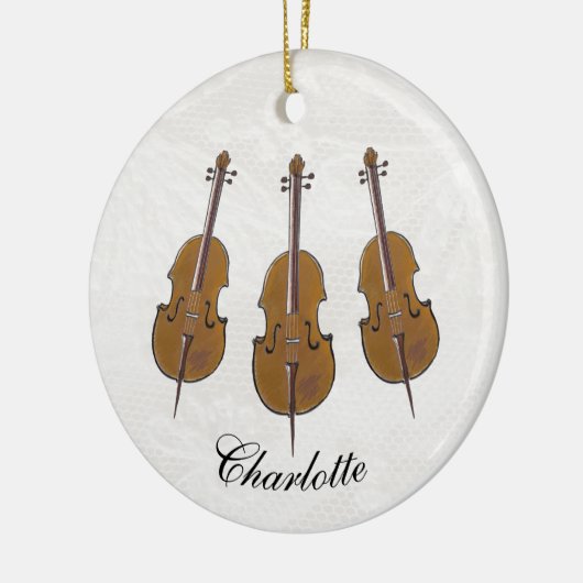 Cello trio gepersonaliseerd keramisch ornament (Links)