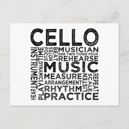 Cello Typografie Briefkaart (Voorkant)