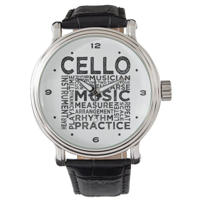 Cello Typografie Horloge (Voorkant)