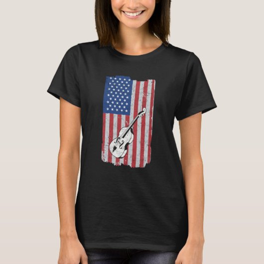 Cello USA Flag Cello Player Cellist T-shirt (Voorkant)
