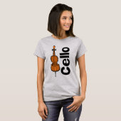 Cello verticale tekst t-shirt (Voorkant volledig)