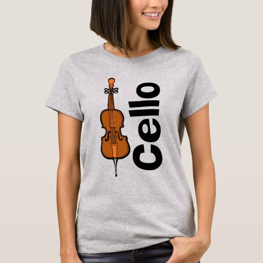 Cello verticale tekst t-shirt (Voorkant)