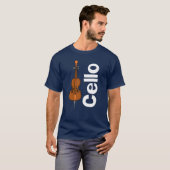 Cello verticale witte tekst t-shirt (Voorkant volledig)