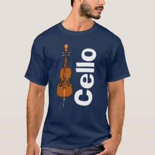 Cello verticale witte tekst t-shirt