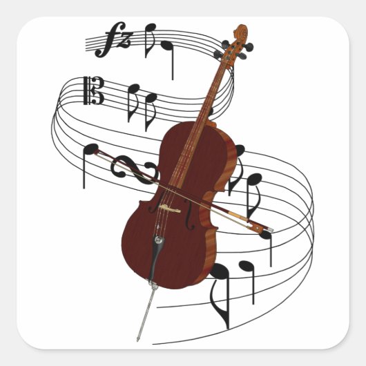 Cello Vierkante Sticker (Voorkant)