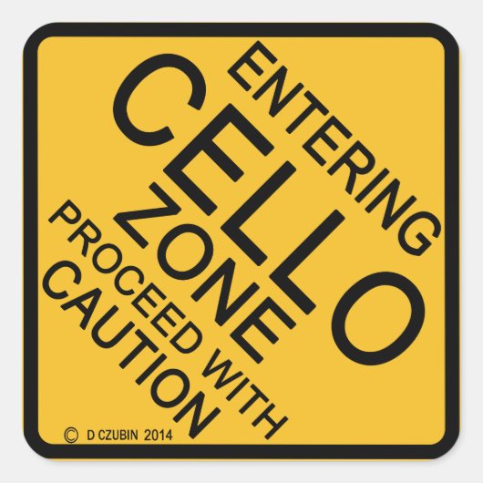 Cello-zone invoeren vierkante sticker (Voorkant)