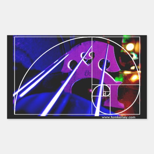 Cellobrug en snaren met Fibonacci spiraal Rechthoekige Sticker (Voorkant)