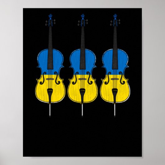 Cellolist Ukraïense Vlag Cellist Snaar Muzikant St Poster (Voorkant)
