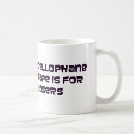Cellophane tape is voor lossers koffiemok
