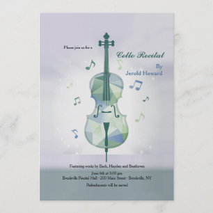 Cellorecital grijze uitnodiging