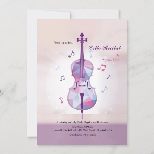 Cellorecital Uitnodiging (Voorkant)