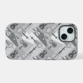 Cello's in een hoek Grijs iPhone 15 Case (Achterkant horizontaal)