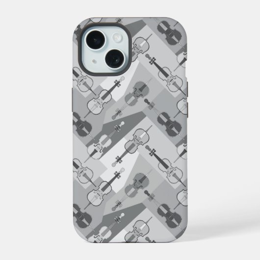 Cello's in een hoek Grijs iPhone 15 Case (Achterkant)
