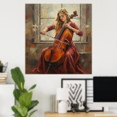 Celloserenade bij het raam poster (Thuiskantoor)